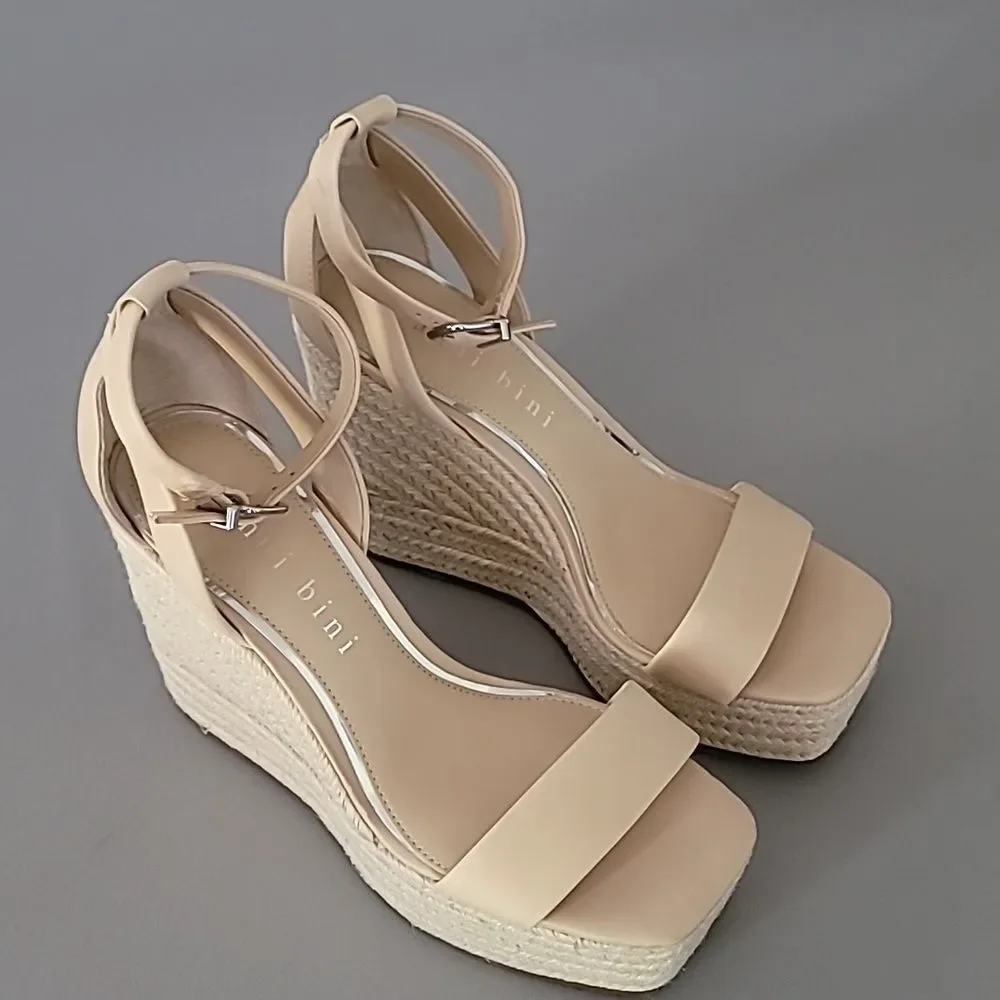 Gianni bini Safina Jute Platform Wedges Size 9.5